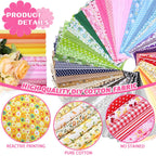 Tudomro 70 Pcs 10 x 10 Cotton Fabric Square for Quilting, Floral