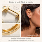 ASHINE Double Earrings for Two Holes 14K Gold Plated Linked Tennis