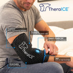 TheraICE Elbow Ice Pack Compression Sleeve for Injuries | Reusable Arm Gel Cold Pack Wrap | Tennis Elbow & Golfers | Calf Tendinitis Pain Relief | Shin Splints | FocusZone Extra Cooling | Women & Men