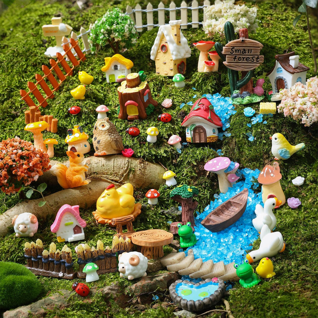 HIYZI 118 PCS Mini Fairy Garden House Accessories Kit Garden Decorations