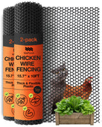 Maporch Plastic Chicken Wire Fencing for Pet Protection - 15.7" x 10ft, Black HDPE Mesh - Garden Fence Animal Barrier for Dogs, Cats and Rabbits (2-Pack)