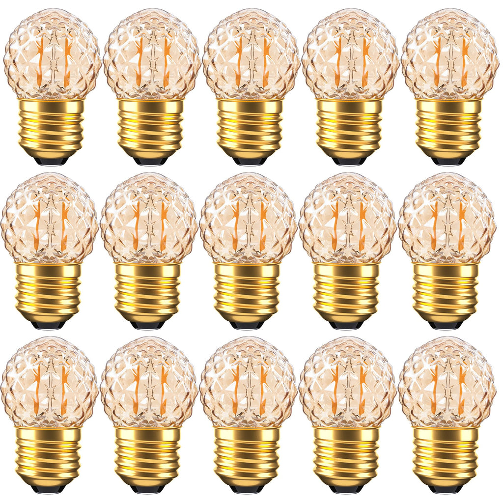 Grensk E26 Low Wattage LED Light Bulbs,1Watt Small Edison Bulbs Equivalent to 10W Amber Light Bulbs,2200K Warm White,80Lumens,15pcs.