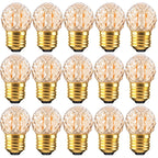 Grensk E26 Low Wattage LED Light Bulbs,1Watt Small Edison Bulbs Equivalent to 10W Amber Light Bulbs,2200K Warm White,80Lumens,15pcs.