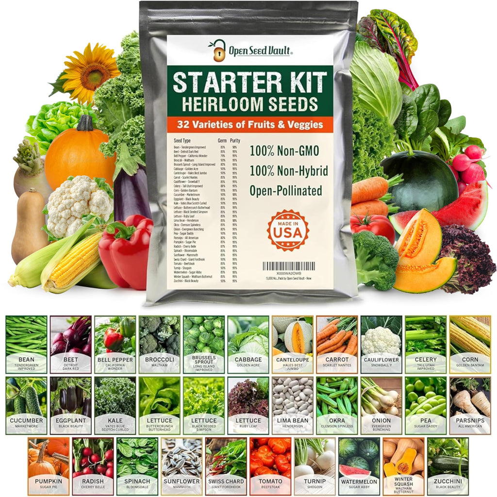 Vegetable & Fruit Seeds, 32 Packs, Non-GMO, 15,000+ Seeds