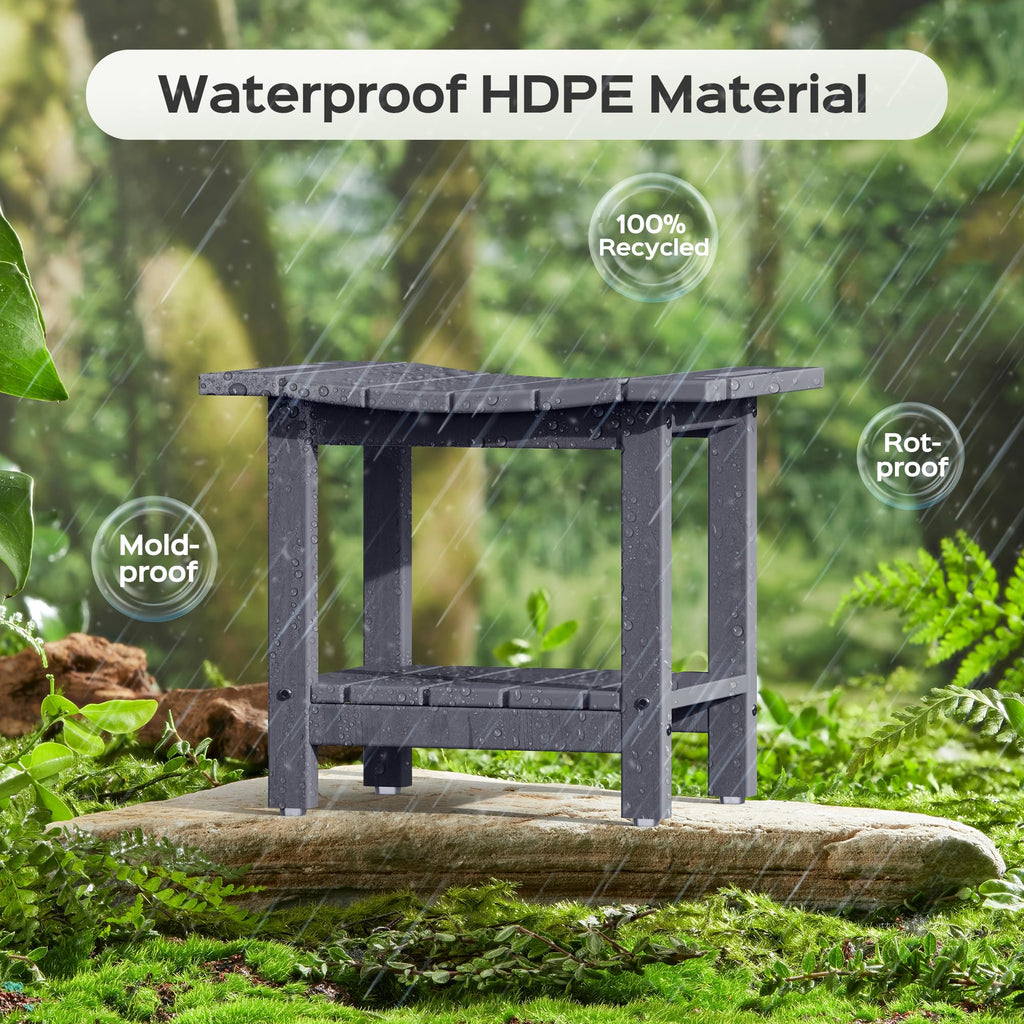 LyriFine Shower Bench - HDPE Waterproof Shower Bench for Inside Shower, 18.7" Shower Stool with Shower Head Holder, 350lbs Shower Seat with Storage Shelf, Shower Chair for Bathroom Indoor Outdoor Use