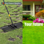 Lawn Leveling Rake 30"x10" for Lawn Care - 72" Extendable Stainless Steel Handle with Ergonomic Grip | Professional Grass Leveling Tool for Golf Courses, Soccer Fields, Backyard Turf Maintenance