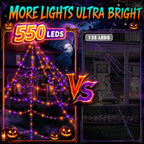 Halloween Decorations 16 Ft Spider Web Lights, Super-Realistic Giant Cobweb Indoor/Outdoor Purple Lights, Battery & 8 Modes Remote Control