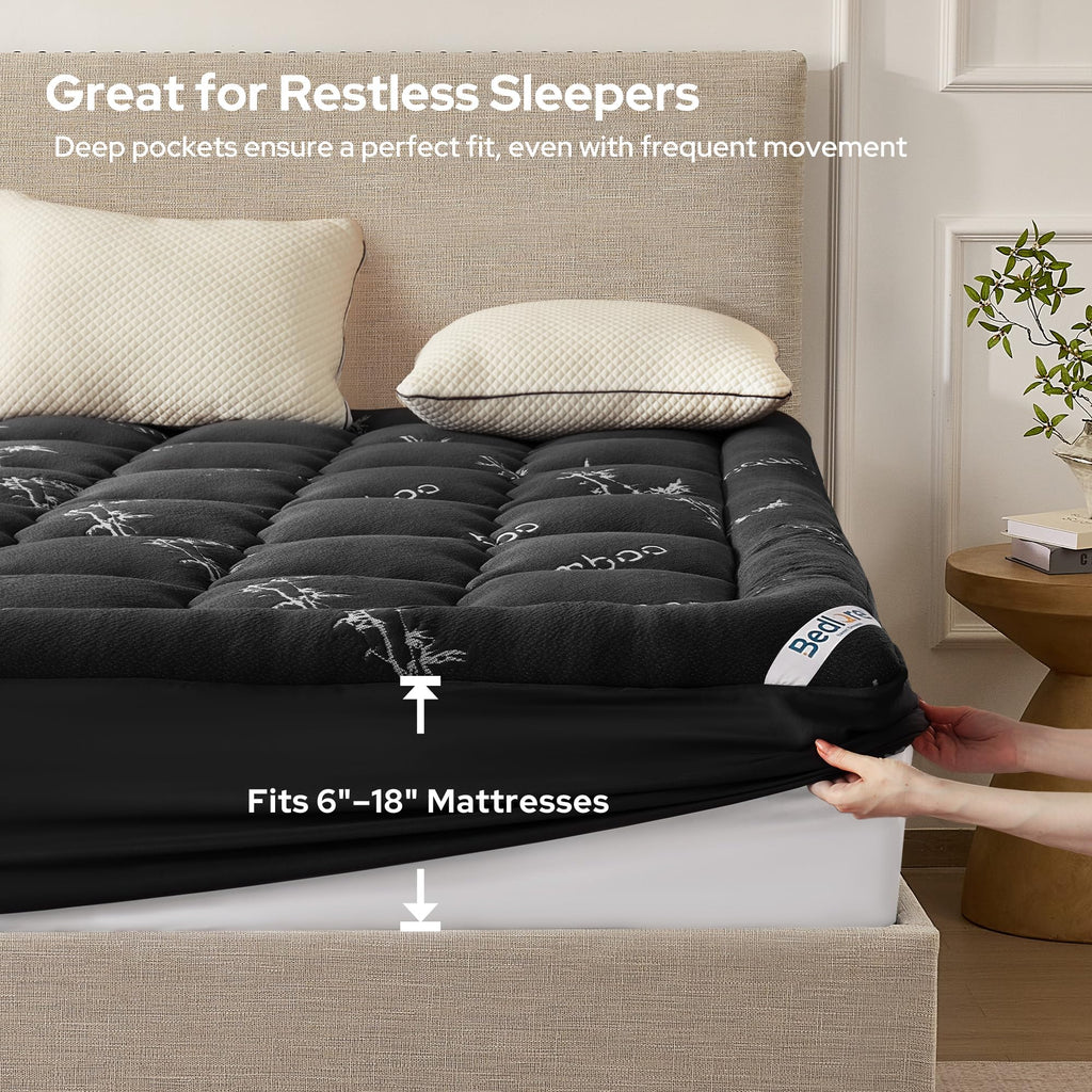 BEDLORE King Mattress Topper, Thick Soft Pillow Top Bed Topper