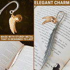 Harry Potter Metal Bookmark with Hanging Charm Golden Snitch Hogwarts Reading Gifts Christmas Stocking Stuffers Book Lovers Gift Box