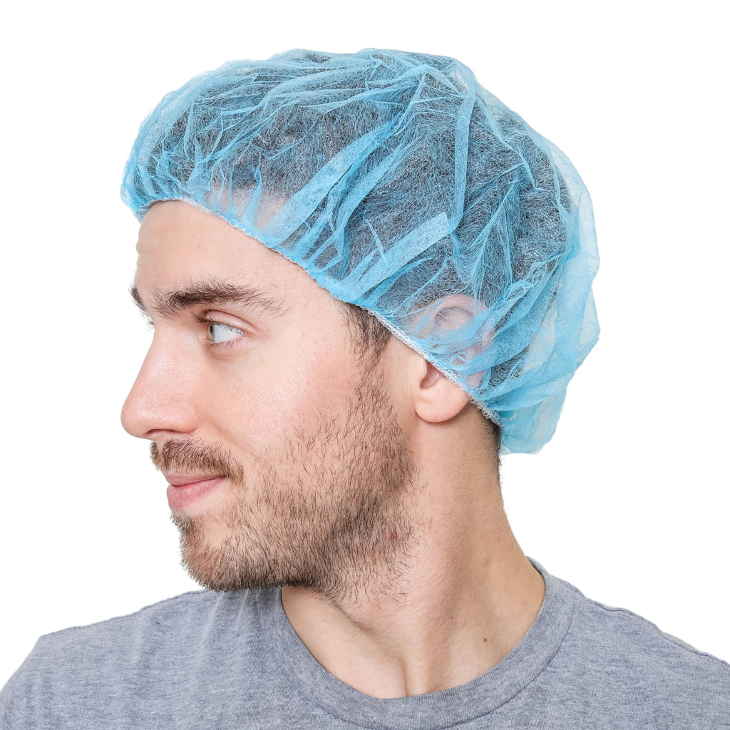 SAFEKO Unisex Polypropylene Bouffant Caps, 100 Count [BLUE | 21"]