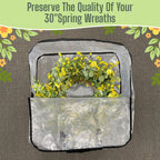 VENO 4 Pack Summer Wreath Storage Bag, Spring, Christmas Decoration Garland Container, 30 Inch Clear Door Wreath Organizers, Moving Boxes, Packing Supplies for College (Square - 4 Pack)