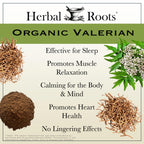 Herbal Roots Pure Organic Valerian Root Capsules - 900 mg - Non-Habit Forming with no Melatonin, Non-GMO - 60 Count Vegan Capsules, Herbal Supplement