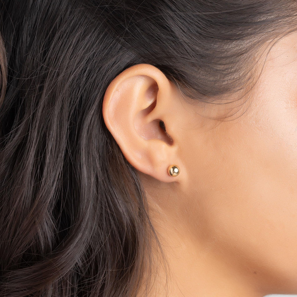 Barzel 18K Gold Plated Ball Stud Earrings Set, Sizes 3-10MM, 5 Pack, High Polish Finish Ball Suds