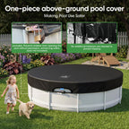 SIHAIAN 14 Ft Round Pool Cover, with Automatic Drain Pool Cover, Patented One-Piece Tensioning System Above Ground Pool Cover, Preventing Waterlogging, Yarn-Dyed Oxford Fabric Solar Pool Cover