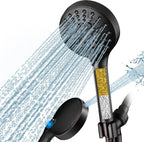 BRIGHT SHOWERS Filtered Shower Head with Handheld, High Pressure 9 Spray Mode Showerhead with Long Hose and Bracket, Water Softener Filters Beads for Hard Water - Removes Chlorine, Oil-Rubbed Bronze