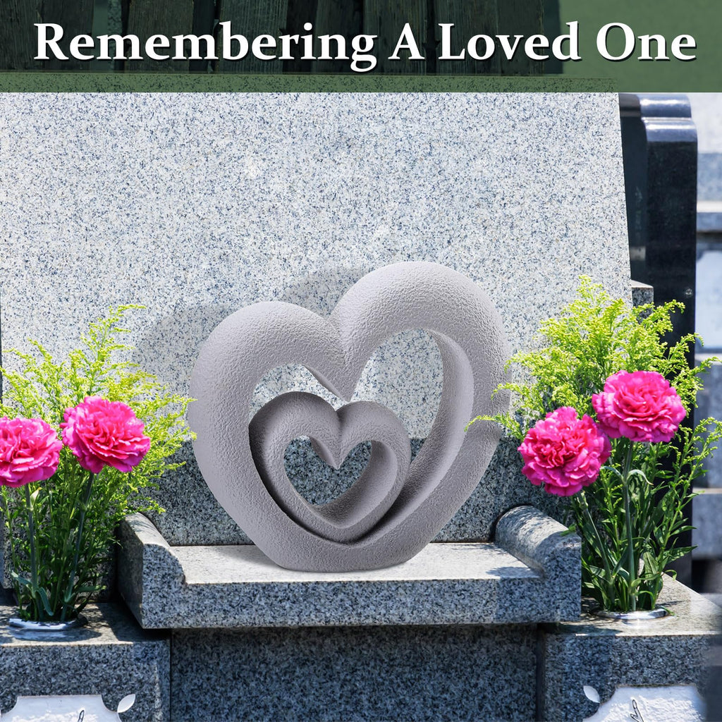 Suzile Nesting Heart Garden Sculpture Resin Outdoor Garden Statues 13.39 x 12.2 x 3.15 Inches Memorial Statues for Grave Cemetery Tombstone Patio Lawn Backyard Yard 4th of July Gift Decoration