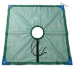 16.5×16.5FT HDPE Square Olive Harvest Net with Center Drawstring Opening,Heavy Duty Reusable Collection Net with Hoop and Loop Side & 4 Ground Stakes for Yard and Orchard