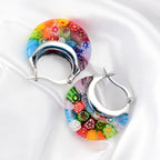 Shop LC Murano Style Glass Hoop Earrings for Women - Multicolor