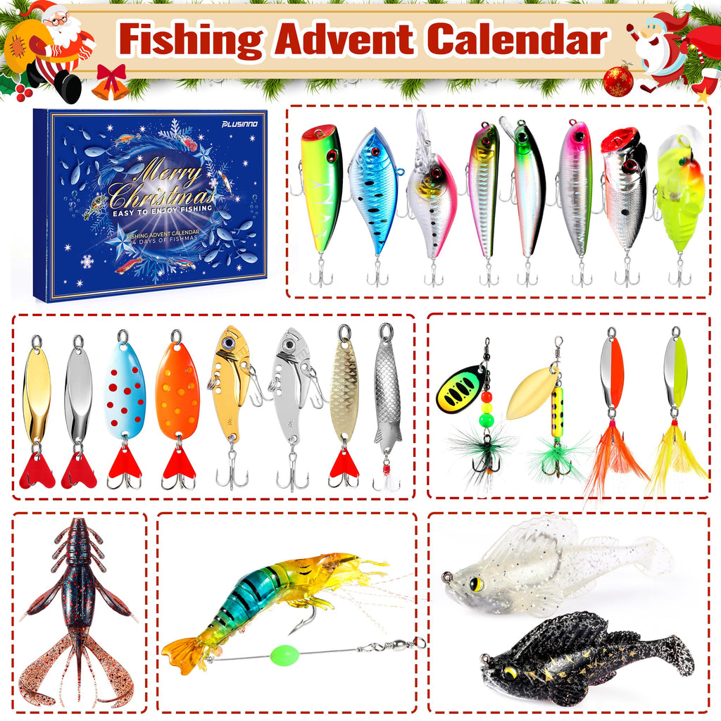 PLUSINNO Fishing Advent Calendar 2026 Adult, 24 Day Fishing Lures Gift
