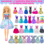 Style Shine 100 Pcs Doll Clothes & Accessories, 4 Wedding Gowns 2 Evening Dresses 6 Fashion Dresses 1 Jumpsuit 5 Tops 5 Pants 2 Swimsuit, 20 Hangers 10 Shoes 46 Accessories Toys for Girl Birthday Gift