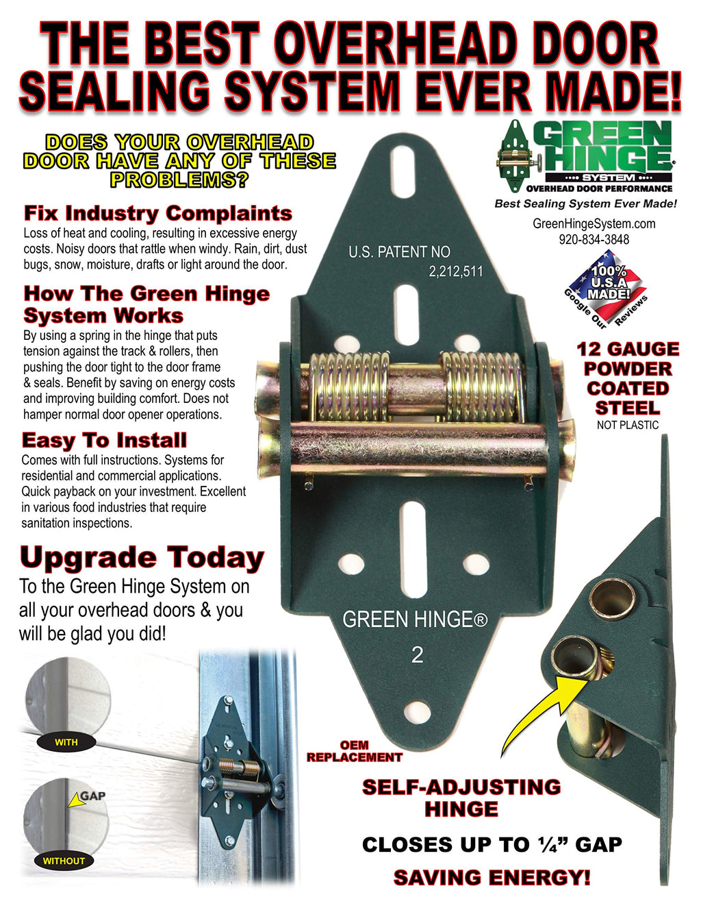 Energy Saving Garage Door Hinge - 4 Panel Doors Up to 12', MFG# R4416-40