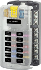 Blue Sea Systems ST Blade Fuse Block 12 Circuit with Ground and Cover, 100 Amps, 5026
