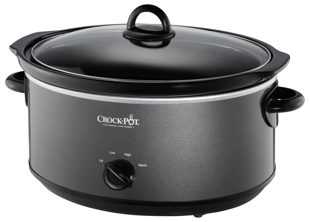Crock-Pot 7-Quart Manual Slow Cooker, Family Size Serves 8+ People & Fits 6-lb Roast, Removable Stoneware with Warming Setting, Dishwasher Safe for Easy Cleanup, Charcoal