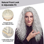 Witch Wig Old Lady Wig Women Long Grey Curly Costume Cosplay Wig