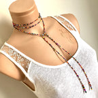 Colorful Bead Necklace, Long Tie Choker, Wrap Necklace, Wrap Seed bead, Lariat Necklace, Christmas Gift Woman, Wrapped Beaded Choker
