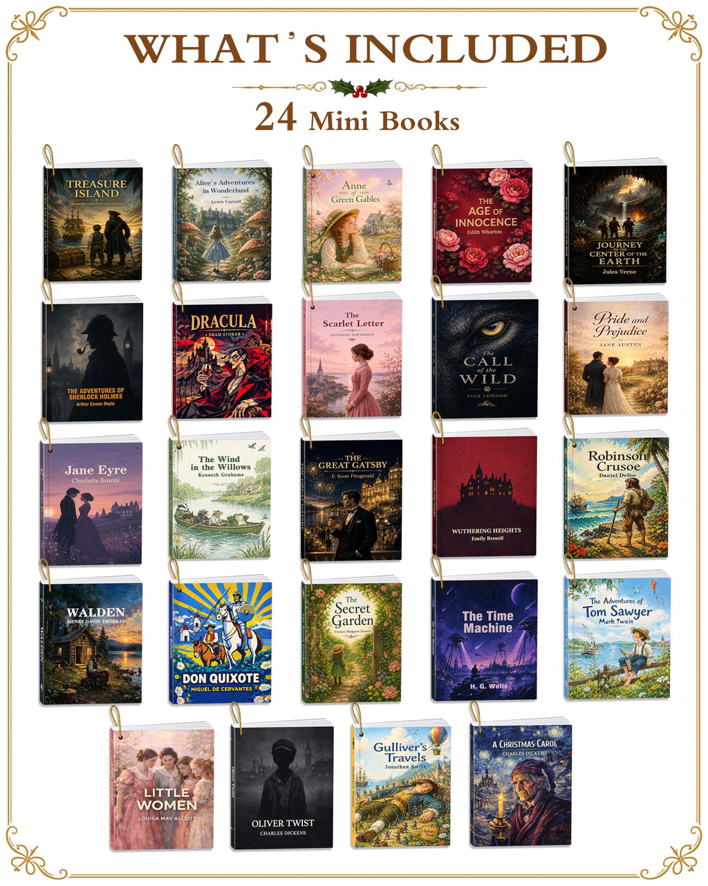 Mini Book Advent Calendar 2026 for Book Lovers, 24 Christmas Ornaments