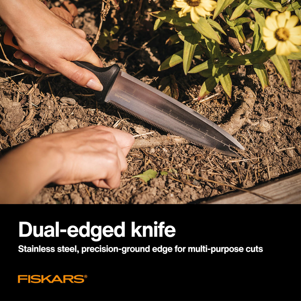 Fiskars Hori Hori Garden Knife with Sheath, Heavy Duty Gardening Hand Tool