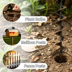 TCBWFY 2x32 Inch Auger Drill Bit for Planting - Long Handle Easy Planter Garden Auger - Bulb & Bedding Plant Augers - Post Hole Digger for 3/8”Hex Drive