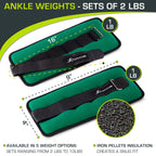 ProsourceFit Ankle / Wrist and Arm / Leg Weights Set of 2, Adjustable Strap for Men and Women, Green 1 LB