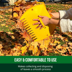 GardenHOME Leaf Scoops Hand Rakes, Large Leaf Grabbers for Yard Work and Garden Use, Clear and Collect Garden Rake, Leaf Scooper and Claws for Leaves, Lawn Debris, and Trash Cleanup, Yellow