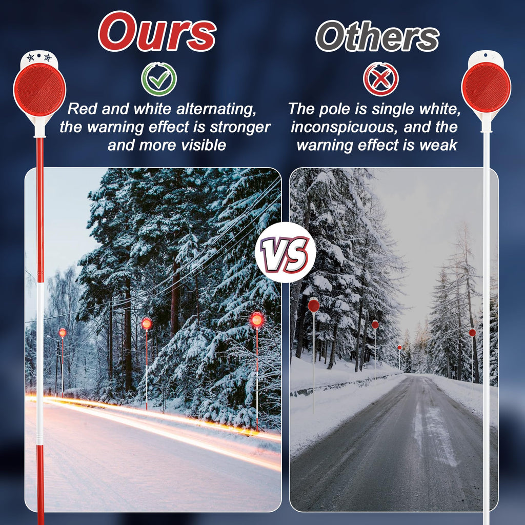 Reflective Driveway Markers, 48" High Driveway Reflectors for Driveway Entrance with Double Sided Reflex, Red and White Alternating Thickened Stainless Steel Snow Stakes with Easy Visibility (4 Pack)