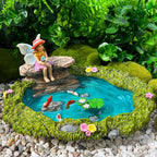 Mood Lab Fairy Garden Figurines - Fish Pond Set (2 pcs) - Miniature Decorative Statues & Accessories - Outdoor & Indoor Garden Decor