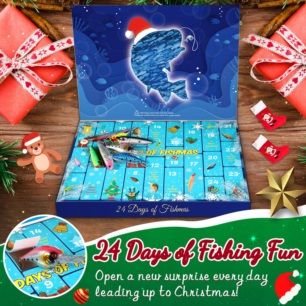 PLUSINNO Fishing Advent Calendar 2026 Adult, 24 Day Fishing Lures Gift