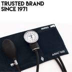MDF Instruments, Calibra Aneroid Premium Professional Sphygmomanometer, Blood Pressure Monitor with Adult Cuff & Carrying Case, Lifetime Calibration, White Dial, Navy Blue Cuff, MDF808M04