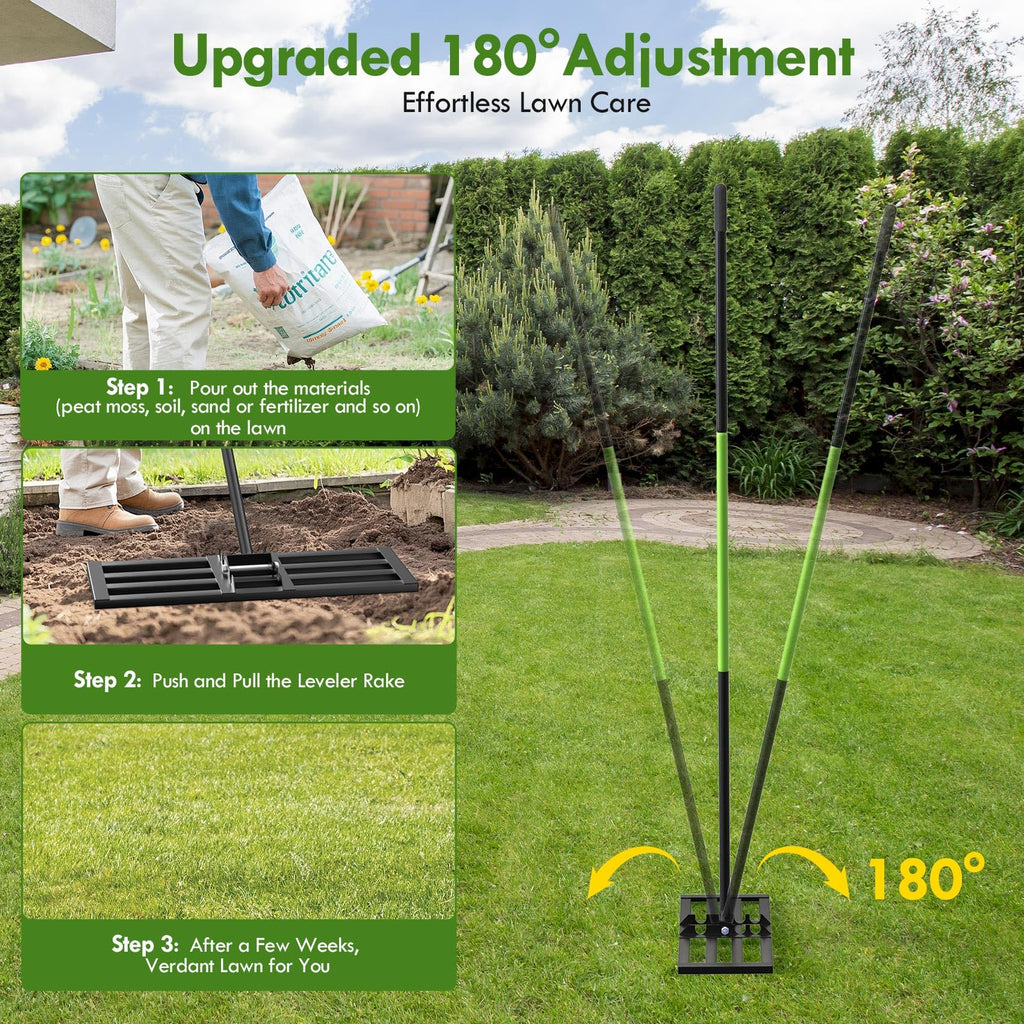 Seeutek Lawn Leveling Rake, 35” x 10” Ground Leveler