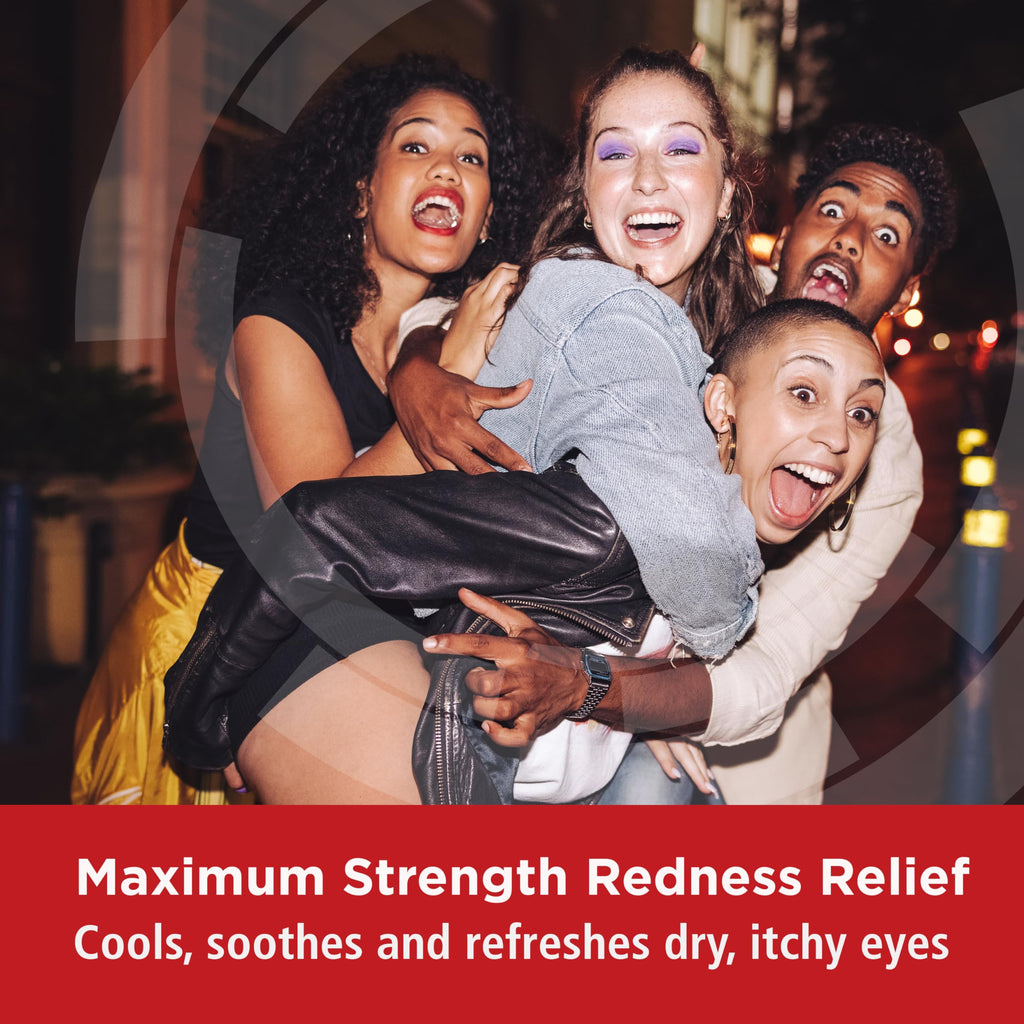 Rohto Max Strength Redness Reliever, Lubricant Eye Drops, Fast, Cooling Relief for Red, Dry, Itchy Eyes, Redness and Dryness Symptom Relief, Soothing Eye Drops, 0.4 fl oz Bottle
