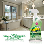 OdoBan Ready-to-Use Disinfectant and Odor Eliminator, Cleaner and Fabric/Air Freshener, Set of 2, 14.6 Ounce 360-Degree Continuous Spray and 32 Ounce Trigger Spray, Original Eucalyptus Scent