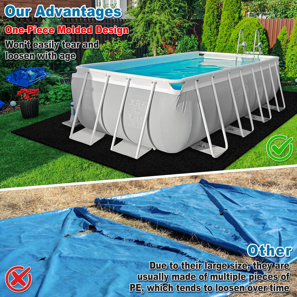 15x8Ft Rectangular Pool Liner Pad for Above Ground Swimming Pools,250g/㎡ Heavy Duty Pool Ground Mat Under Pool Pad, Durable Pools Bottom Liner Protector to Prevent Puncture and Extend Liner Life