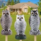 Fake Owl Decoy to Scare Birds Away, Plastic Garden Owl Scarecrow for Garden, Waterproof Owl Statue for Courtyard Orchard Doorway Roof Owl Decor 3 Pack