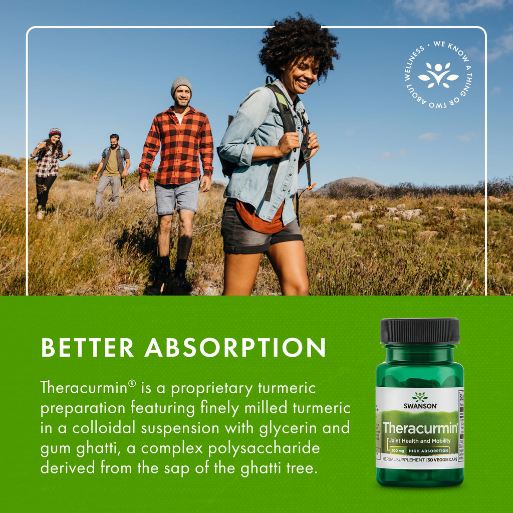 Swanson Theracurmin - Herbal Supplement Supporting Joint Health & Mobility - Formulated for High Absorption - (30 Capsules, 100mg Each) (2 Pack)