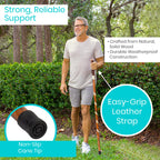 Vive Wooden Walking Stick - (48") Willow Cane for Seniors Hiking & Balance - Heavy Duty Carved Twisted Wood Sticks for Men & Women - Stylish Support Pole for Outdoor Trekking & Weight Bearing