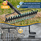 49“-77” Adjustable Rake, 17" Extra Wide Double-Sided Lightweight Head Garden Rake | Lightweight & Unbreakable | Level Soil, Remove Leaves, Spread Mulch Fast, Leaf Cleanup, Landscaping, Yard Cleanup