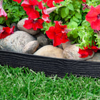 EasyFlex Tall Wall No-Dig Landscape Edging with Anchoring Spikes, 2.5 in. Tall Straight Top Plastic Garden Border with Woodgrain Texture, 40 Foot Kit, Black (3220E-40C)