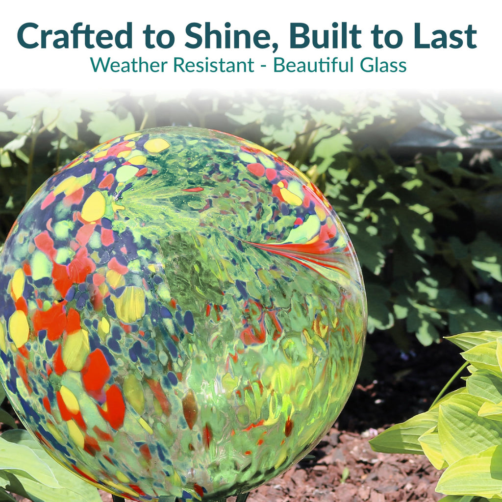 Sunnydaze 10" Glass Gazing Ball for Garden, Globe for Outdoor Display