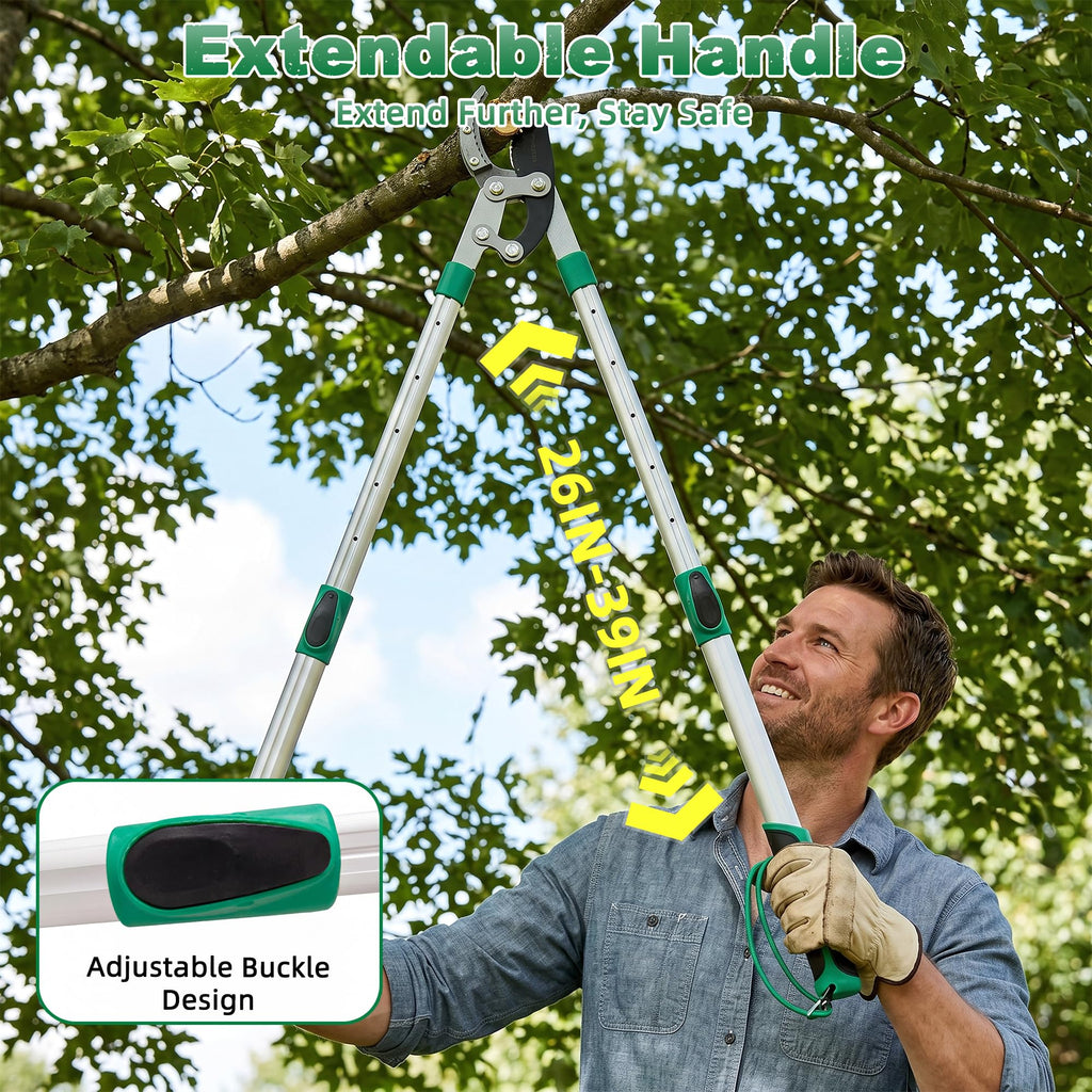 Heavy Duty Anvil Lopping Shears -2 inch Cutting Capacity Bypass Lopper - Extendable 26 Inch to 41 Inch,Professional Tree Branch Cutter