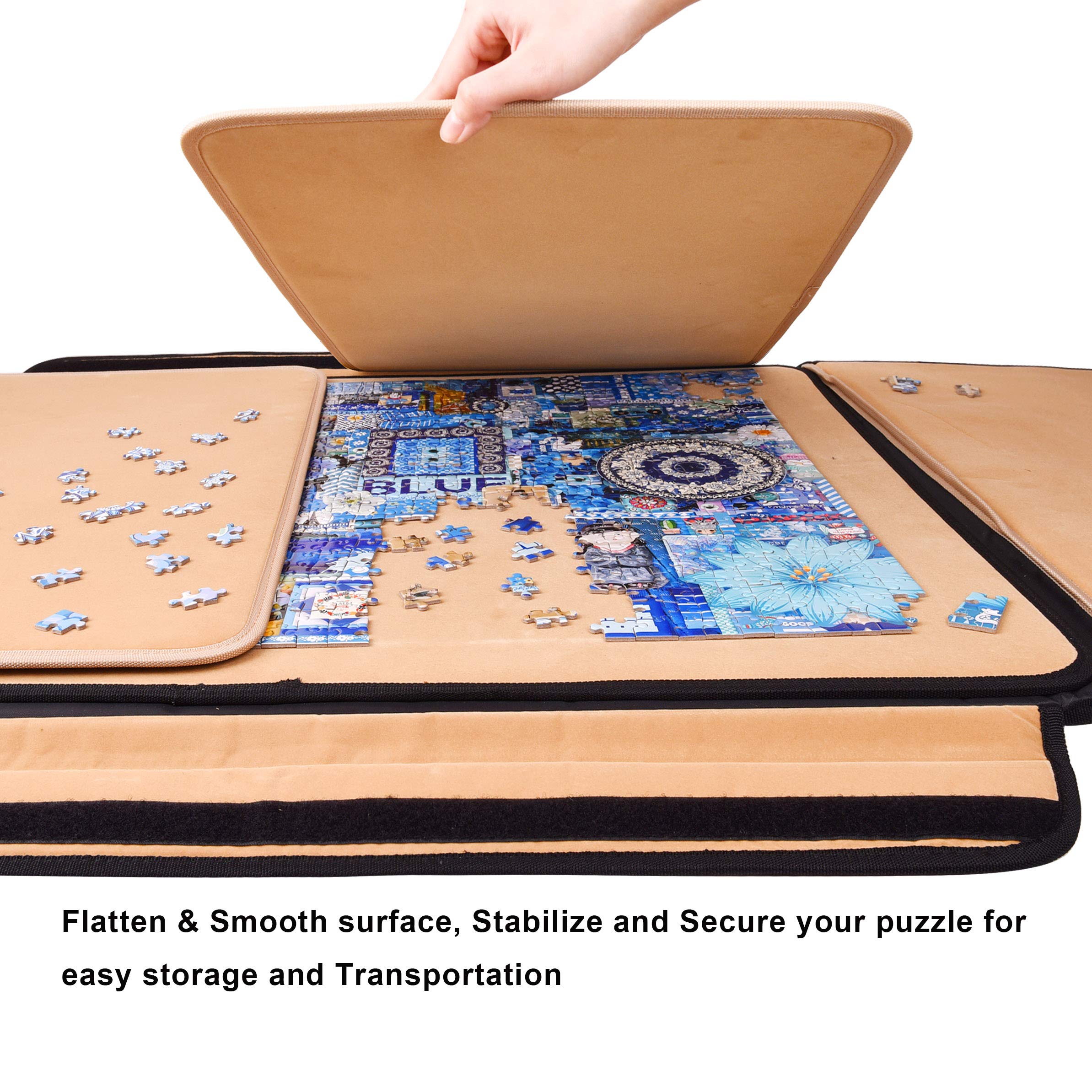 1500 Pieces Jigsaw Puzzle Board, Portable Puzzle Board, 25"×35.43" Jigsaw Puzzle Table Board, Puzzle Keeper Puzzle Caddy with Sorting Trays & Detachable Board,Non-Slip Surface
